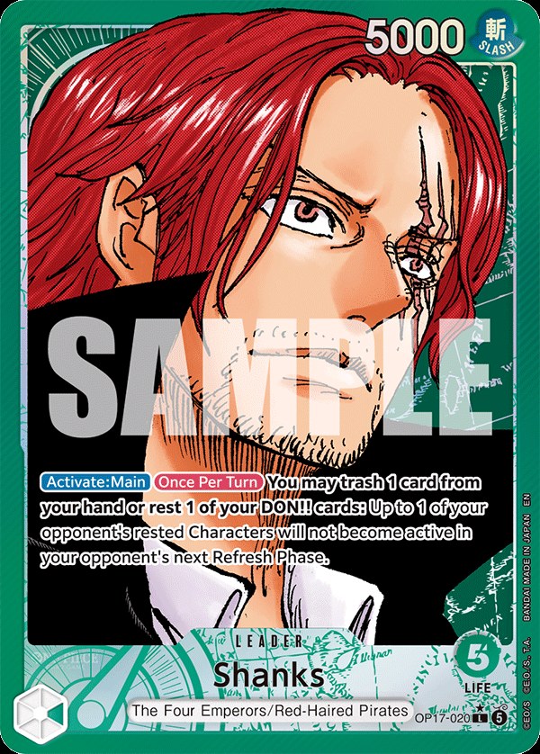 Shanks (020) OP17-020, the L printing from OP-17 of the One Piece Card Game