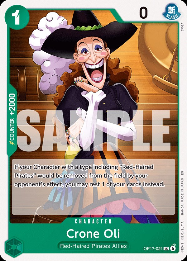 Crone Oil OP17-021, the UC printing from OP-17 of the One Piece Card Game