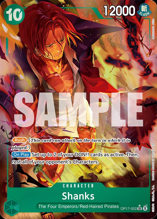 Shanks (022) OP17-022, the SR printing from OP-17 of the One Piece Card Game