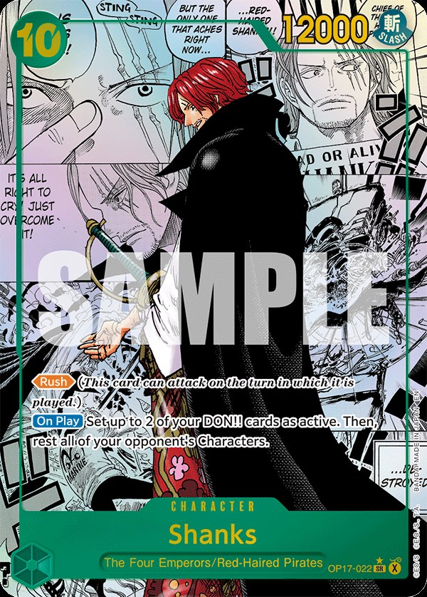 Shanks (022) OP17-022, the SR printing from OP-17 of the One Piece Card Game