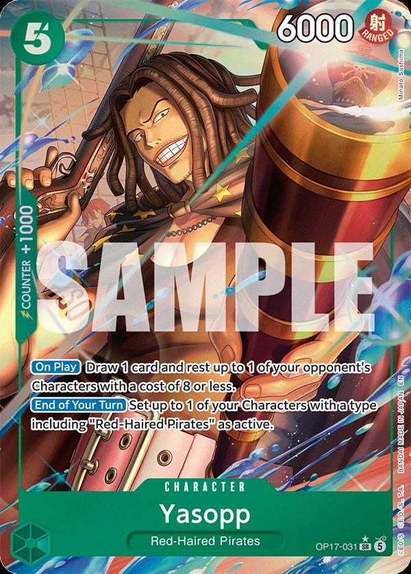 Yasopp OP17-031, the SR printing from OP-17 of the One Piece Card Game
