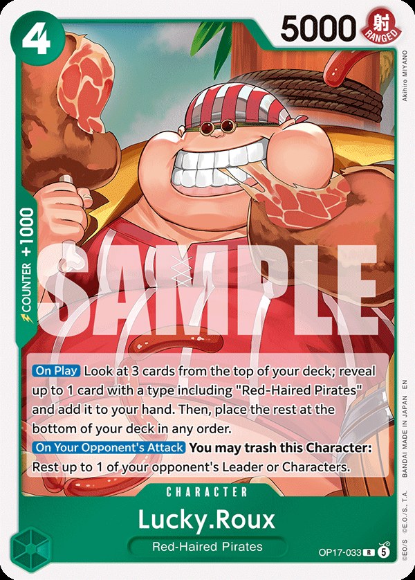 Lucky.Roux OP17-033, the R printing from OP-17 of the One Piece Card Game