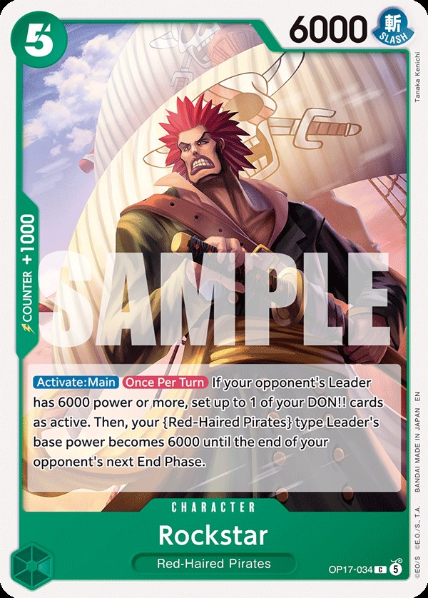 Rockstar OP17-034, the C printing from OP-17 of the One Piece Card Game