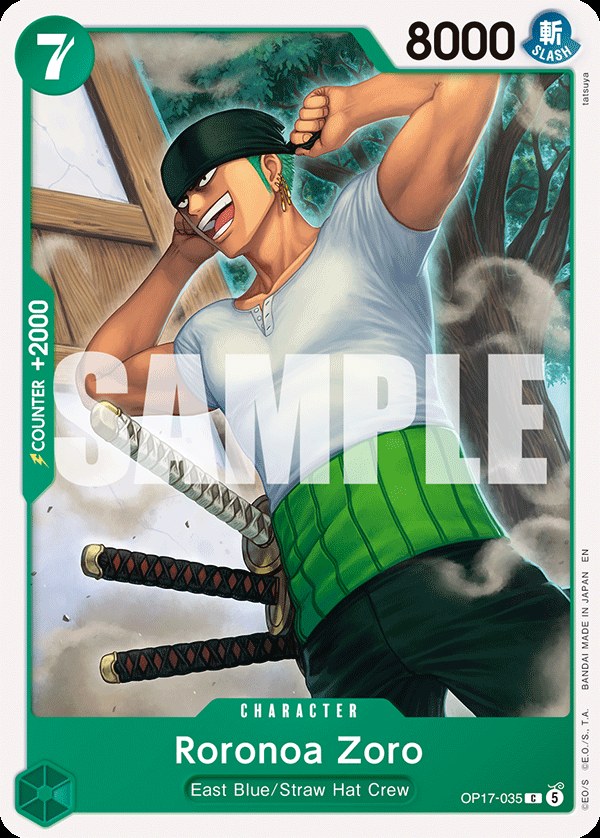 Roronoa Zoro (035) OP17-035, the C printing from OP-17 of the One Piece Card Game