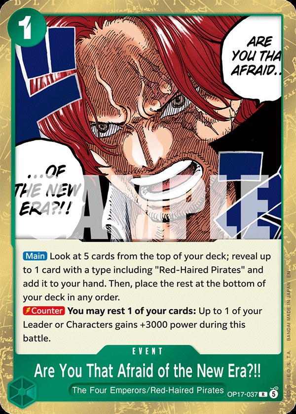 Are You That Afraid of the New Era?! OP17-037, the R printing from OP-17 of the One Piece Card Game