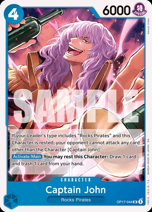 Captain John OP17-044, the UC printing from OP-17 of the One Piece Card Game