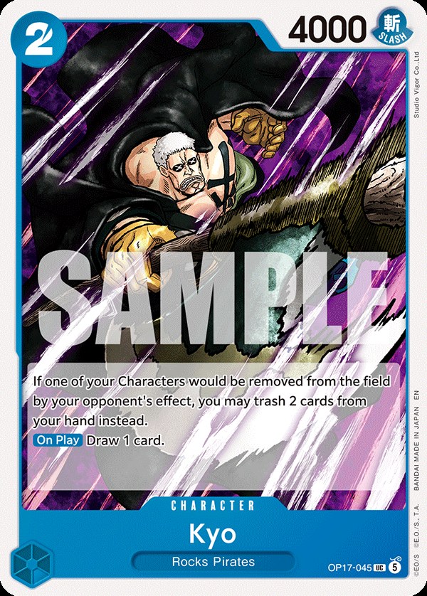 Kyo OP17-045, the UC printing from OP-17 of the One Piece Card Game