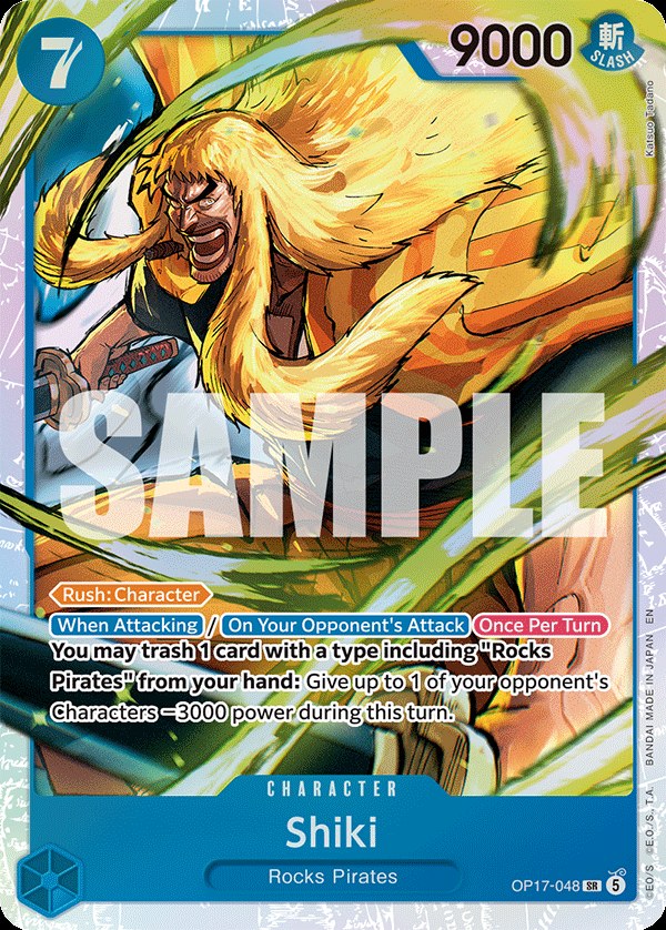 Shiki (048) OP17-048, the SR printing from OP-17 of the One Piece Card Game