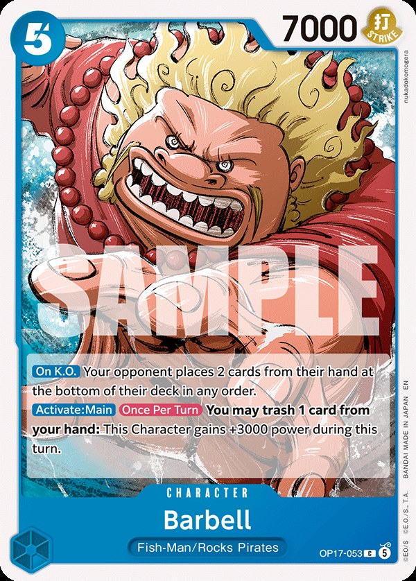 Barbell OP17-053, the C printing from OP-17 of the One Piece Card Game