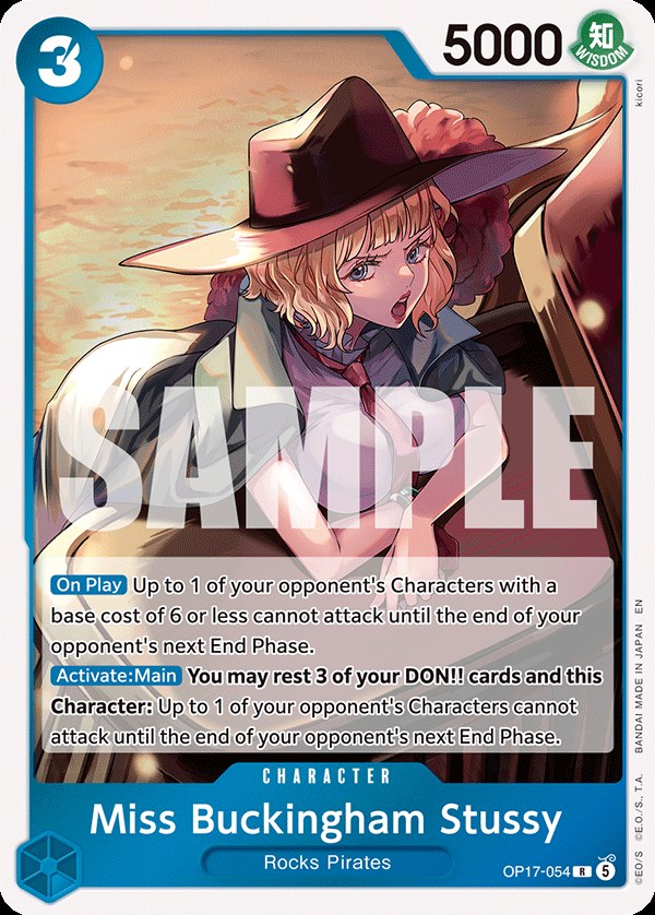 Miss Buckingham Stussy OP17-054, the R printing from OP-17 of the One Piece Card Game