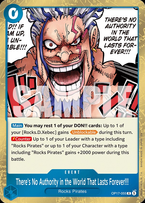 There's No Authority in the World That Lasts Forever!!! OP17-055, the R printing from OP-17 of the One Piece Card Game