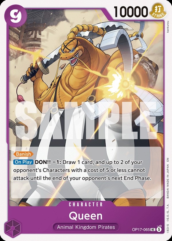 Queen OP17-065, the UC printing from OP-17 of the One Piece Card Game