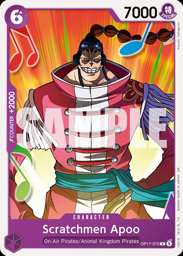 Scratchmen Apoo OP17-070, the C printing from OP-17 of the One Piece Card Game