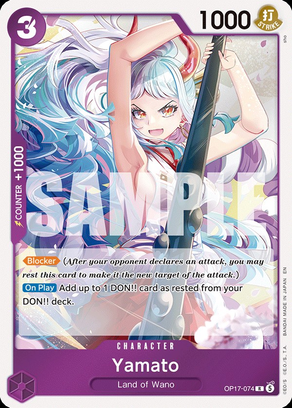 Yamato OP17-074, the R printing from OP-17 of the One Piece Card Game