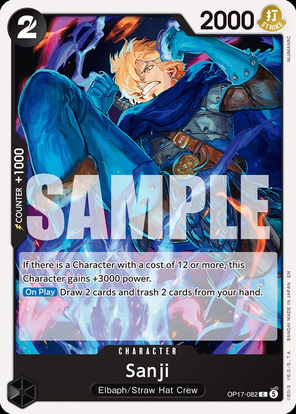 Sanji OP17-082, the C printing from OP-17 of the One Piece Card Game