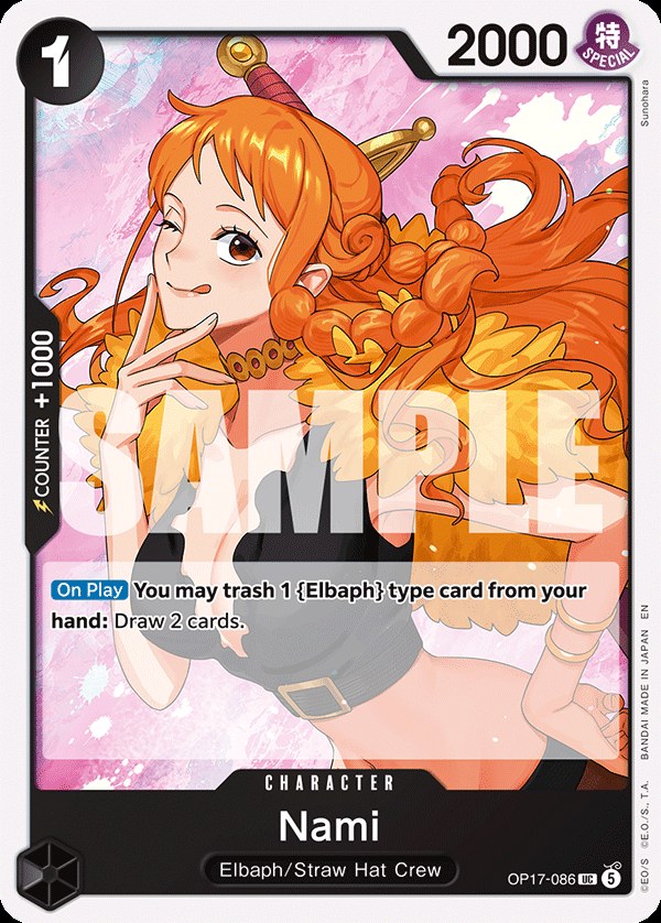 Nami (086) OP17-086, the UC printing from OP-17 of the One Piece Card Game
