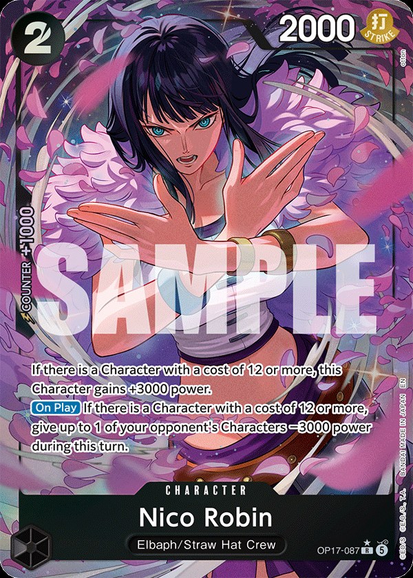 Nico Robin OP17-087, the R printing from OP-17 of the One Piece Card Game