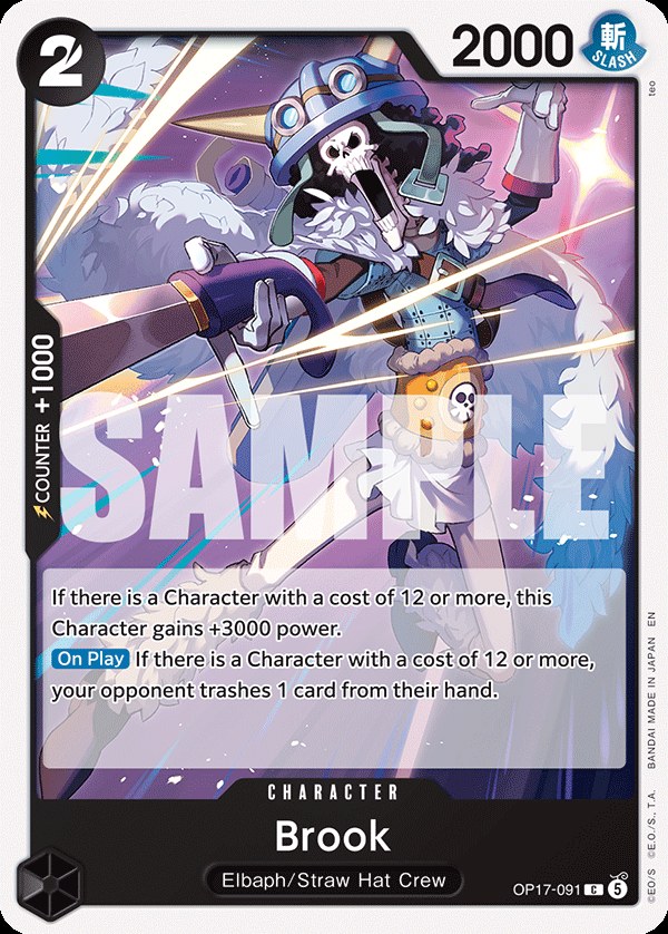 Brook OP17-091, the C printing from OP-17 of the One Piece Card Game