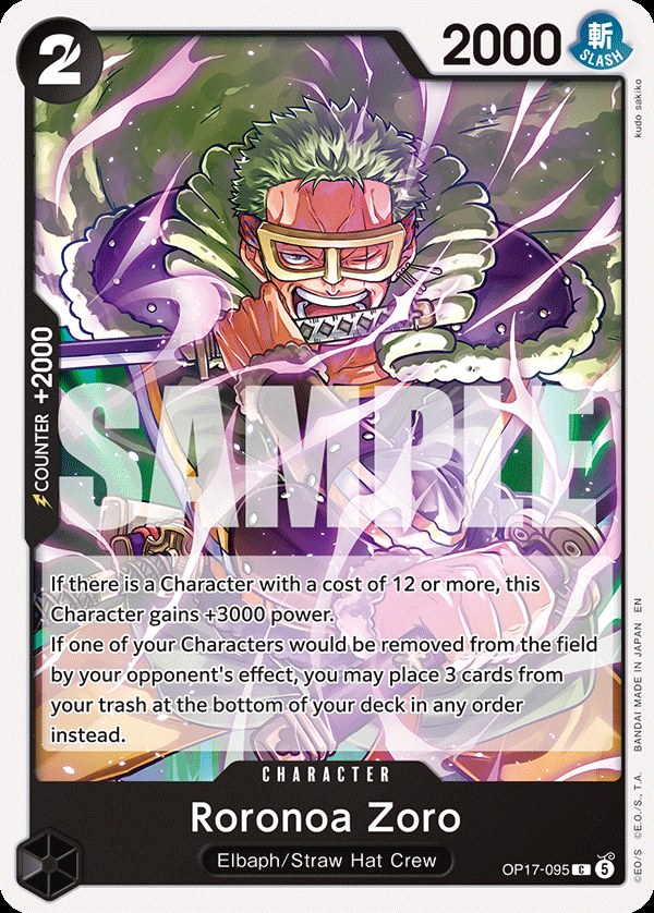 Roronoa Zoro (095) OP17-095, the C printing from OP-17 of the One Piece Card Game