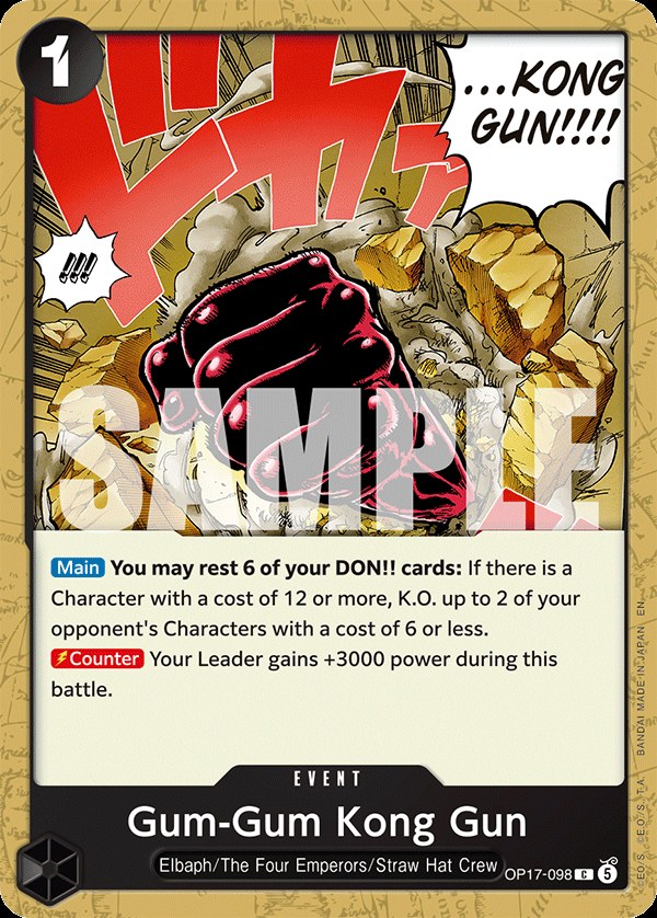 Gum-Gum Kong Gun OP17-098, the C printing from OP-17 of the One Piece Card Game