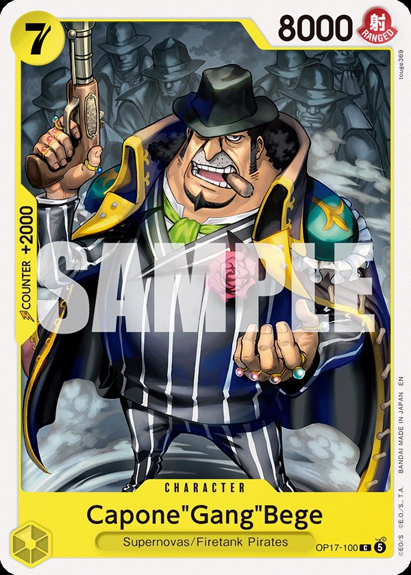 Capone"Gang"Bege OP17-100, the C printing from OP-17 of the One Piece Card Game
