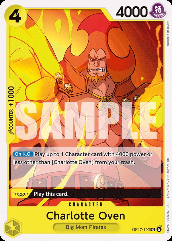 Charlotte Oven OP17-102, the UC printing from OP-17 of the One Piece Card Game