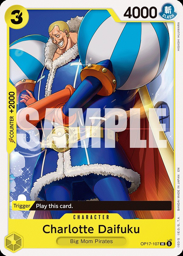 Charlotte Daifuku OP17-107, the UC printing from OP-17 of the One Piece Card Game