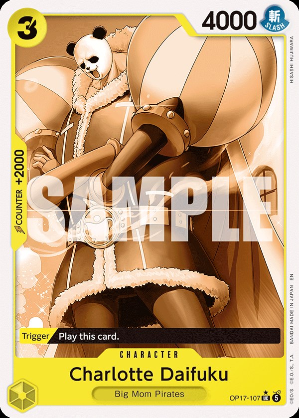 Charlotte Daifuku OP17-107, the UC printing from OP-17 of the One Piece Card Game