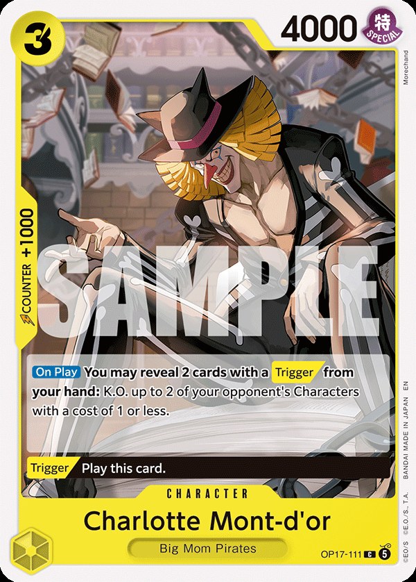 Charlotte Mont-d'or OP17-111, the C printing from OP-17 of the One Piece Card Game
