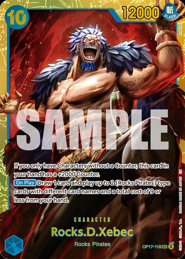 Rocks.D.Xebec (118) OP17-118, the SEC printing from OP-17 of the One Piece Card Game