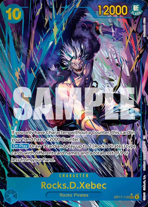 Rocks.D.Xebec (118) OP17-118, the SEC printing from OP-17 of the One Piece Card Game