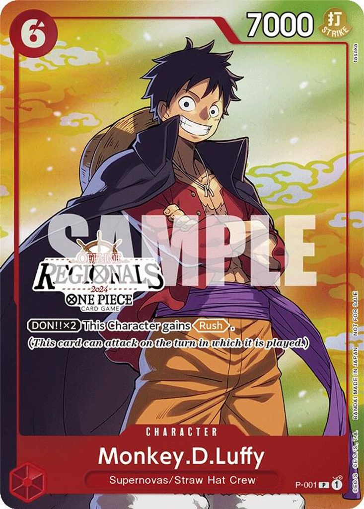 Monkey.D.Luffy P-001, the P printing from P of the One Piece Card Game