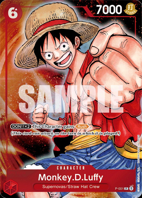 Monkey D. Luffy P-001, the P printing from P of the One Piece Card Game
