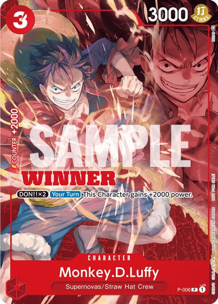 Monkey.D.Luffy P-006, the P printing from P of the One Piece Card Game