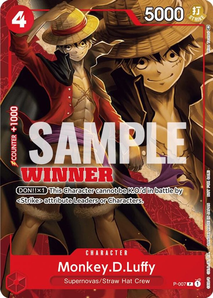 Monkey.D.Luffy P-007, the P printing from P of the One Piece Card Game