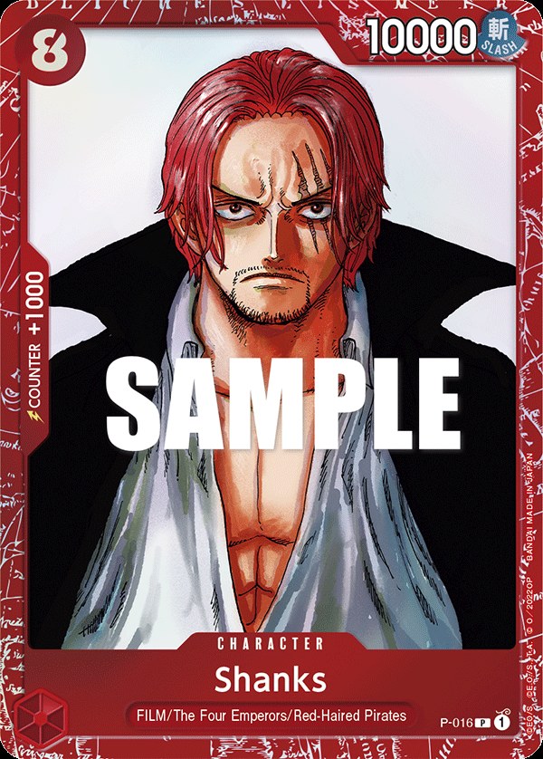 Shanks P-016, the P printing from P of the One Piece Card Game