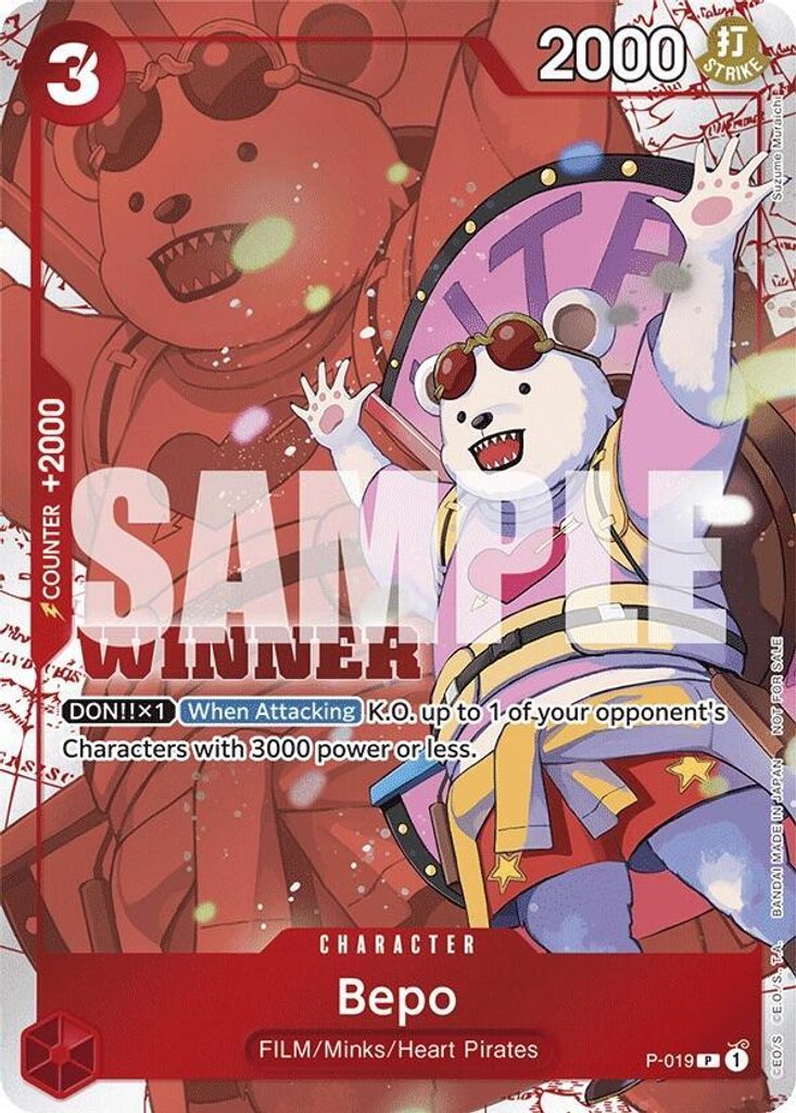Bepo P-019, the P printing from P of the One Piece Card Game