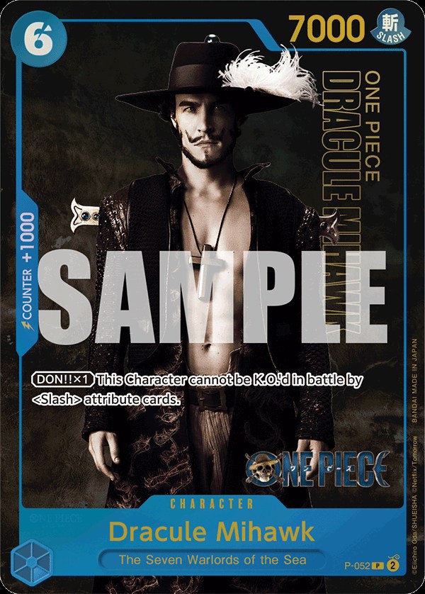 Dracule Mihawk P-052, the P printing from P of the One Piece Card Game
