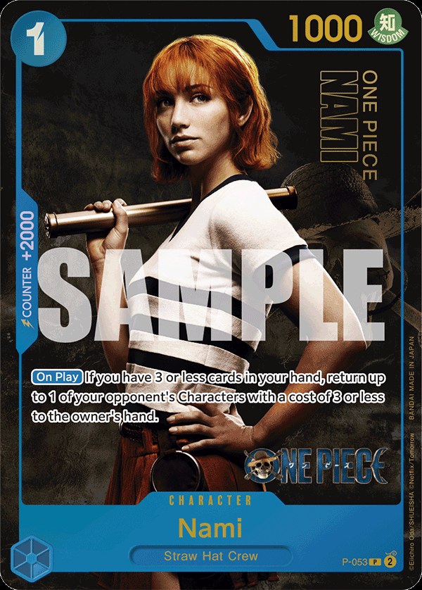 Nami P-053, the P printing from P of the One Piece Card Game