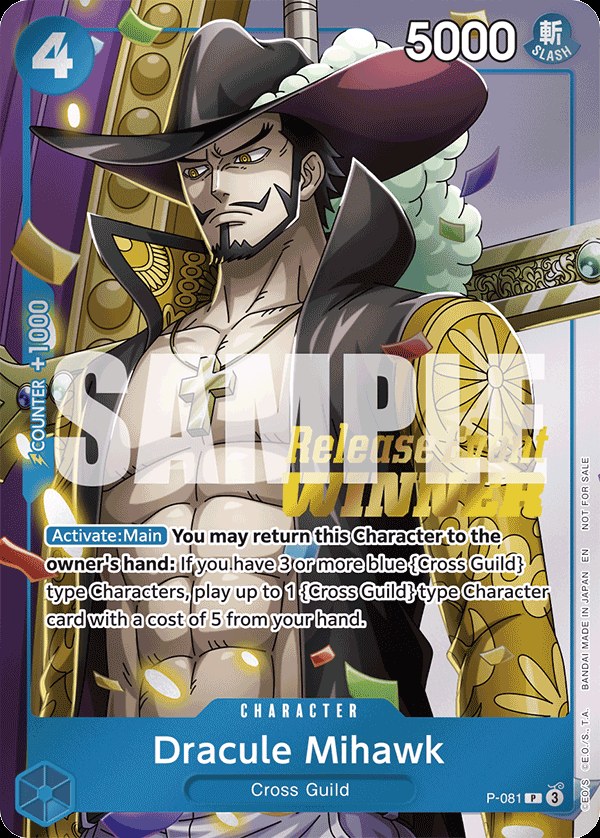 Dracule Mihawk P-081, the P printing from P of the One Piece Card Game
