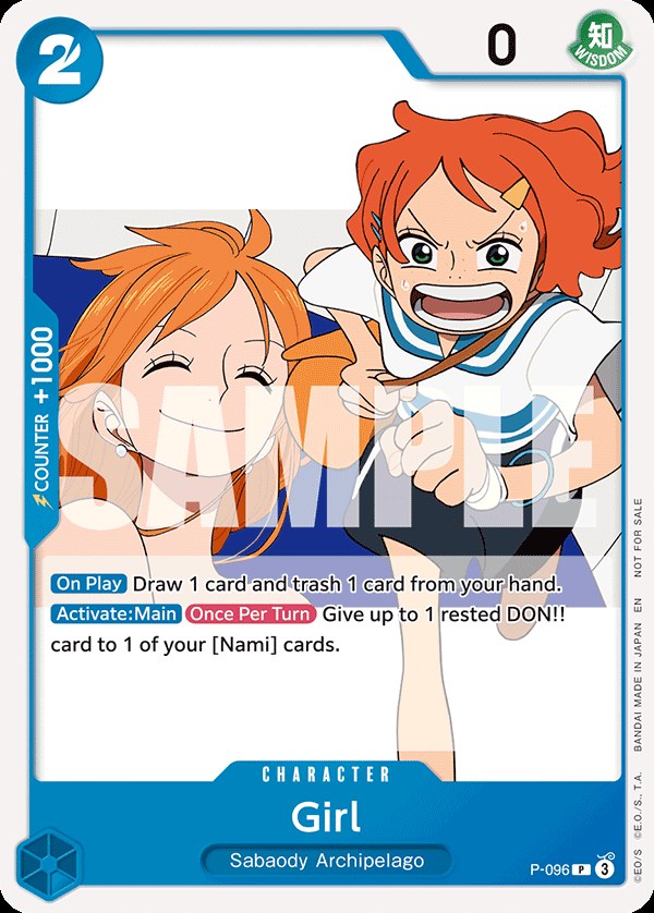 Girl P-096, the P printing from P of the One Piece Card Game