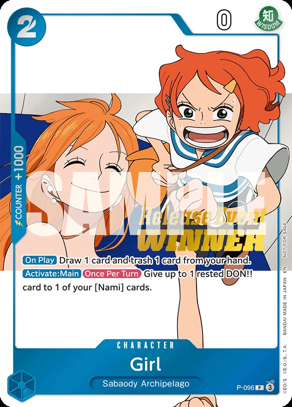 Girl P-096, the P printing from P of the One Piece Card Game