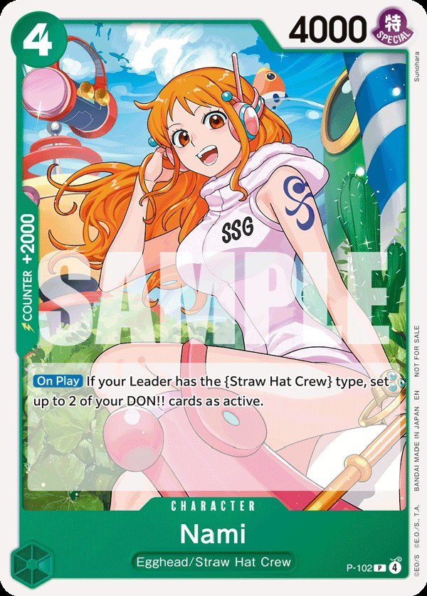 Nami P-102, the P printing from P of the One Piece Card Game