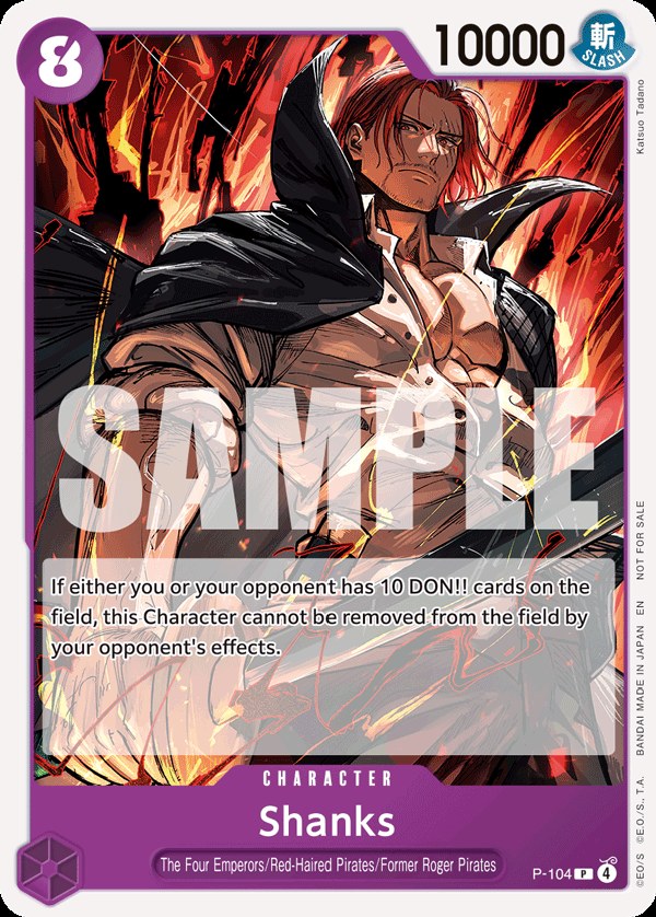 Shanks P-104, the P printing from P of the One Piece Card Game