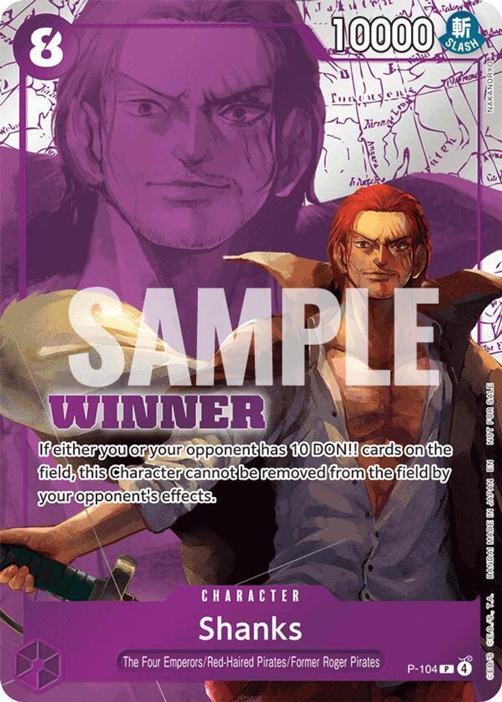 Shanks P-104, the P printing from P of the One Piece Card Game