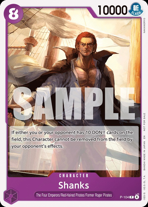 Shanks P-104, the P printing from P of the One Piece Card Game