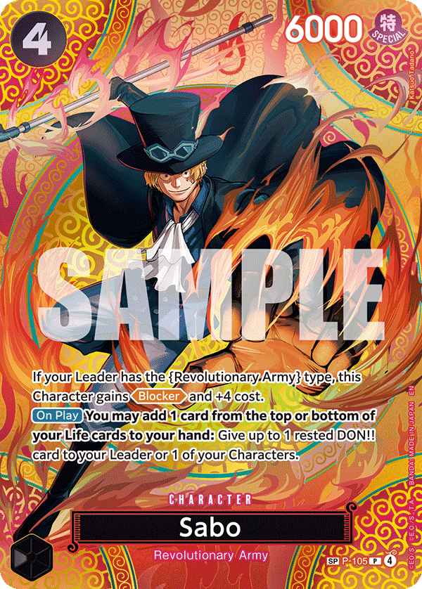 Sabo (P-105) P-105, the P printing from P of the One Piece Card Game