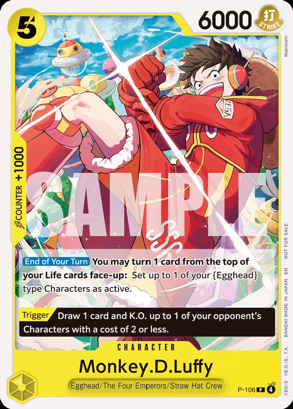 Monkey D. Luffy P-106, the P printing from P of the One Piece Card Game