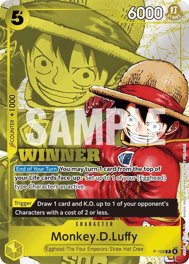 Monkey.D.Luffy P-106, the P printing from P of the One Piece Card Game