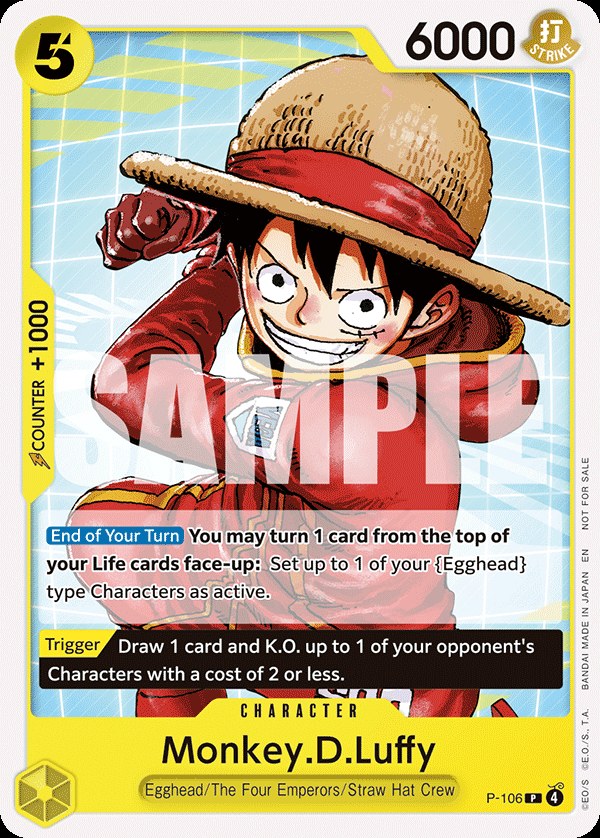Monkey D. Luffy P-106, the P printing from P of the One Piece Card Game